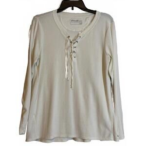 Eddie Bauer Women's Long Sleeve Lace-Up Thermal Shirt Large